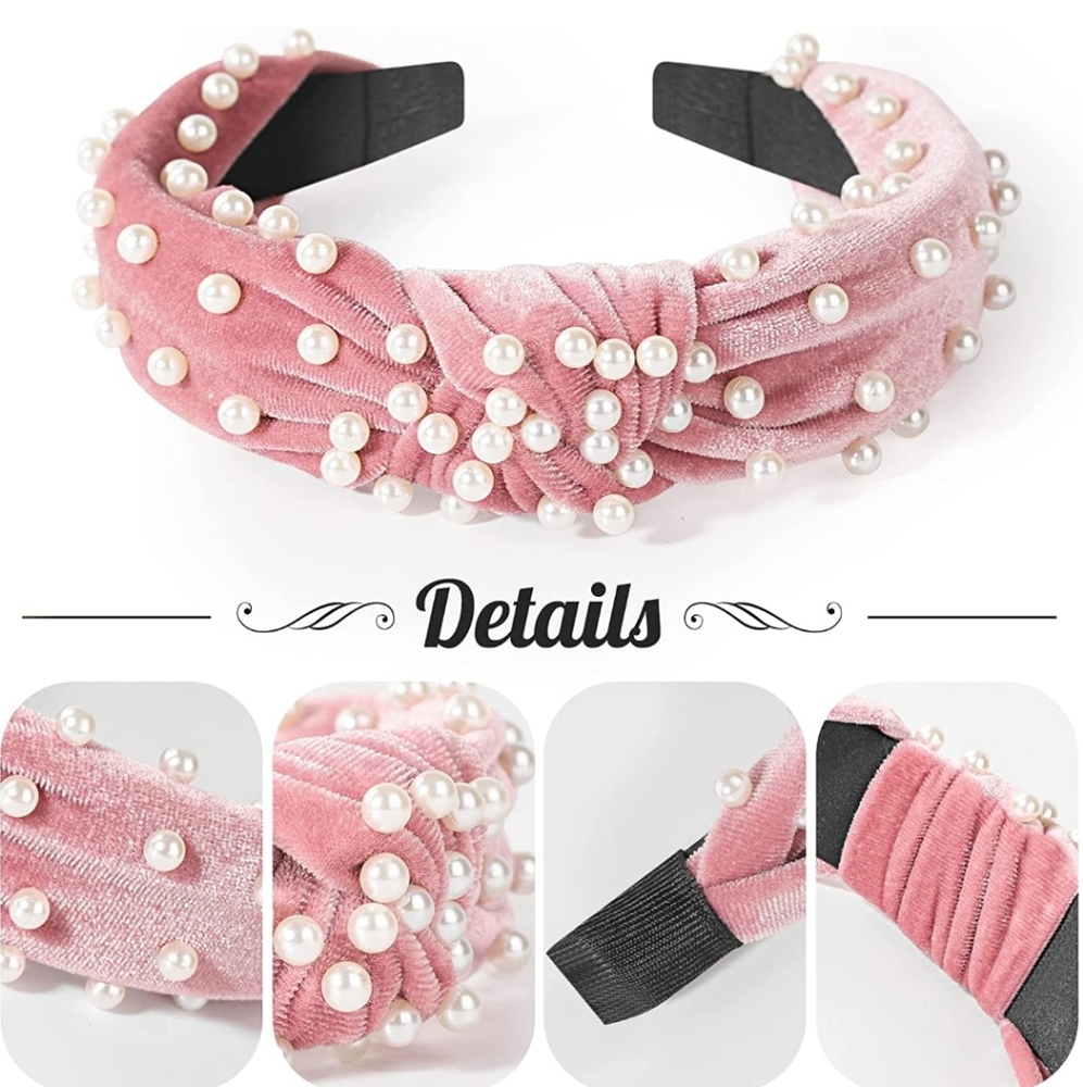 Cute Headbands for Women, Knotted Headbands Pearl Headband Wide Top Knot Turban - Picture 5 of 6